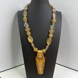 Vintage Anthony Alexander Gold Beaded Chunky Beaded Statement Necklace 20"